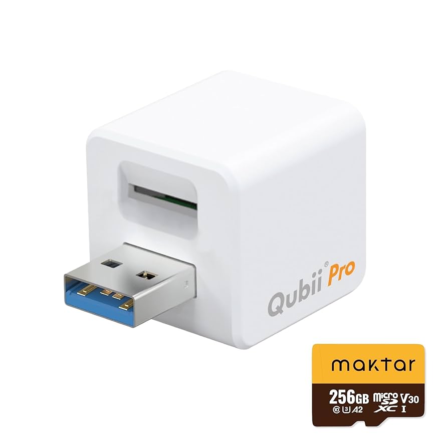 Amazon | Maktar Qubii Pro ホワイト (microSD 256GB付) 充電し